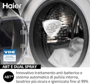 Haier HW70-BP14929-S Serie I-Pro 3, Lavatrice slim 7 Kg a Carica Frontale, 1400 Giri, Programma vapore Refresh, Trattamento Antibatterico