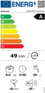 Electrolux PerfectCare 600 Lavatrice a Carica Frontale 9 kg, EW6F494IT, Bianco  