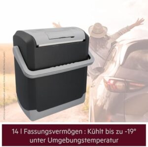 Immagine del contenitore termoelettrico AEG Automotive 10695, un frigorifero e riscaldatore per auto da 14 litri con alimentazione a 12/230 Volt.