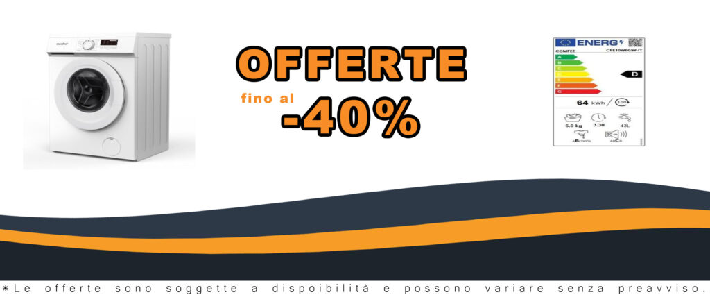 Lavatrice Slim 6 Kg Classe D 40 cm 1000 giri CFE10W60/W-IT, modello compatto e performante, perfetta per spazi ristretti e famiglie di piccole dimensioni.