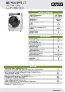 Lavatrice Hotpoint Ariston H8 W046WB IT a carica frontale, 10 kg, classe A, vista frontale