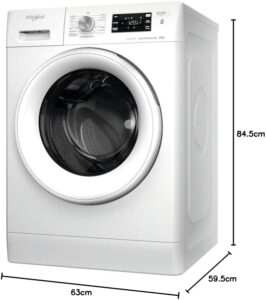 Lavatrice Whirlpool FFB D85 V IT a carica frontale, 8kg, 1200 giri/min, adatta per famiglie medie, con tecnologia 6th Sense.
