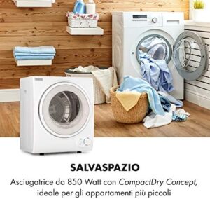 KLARSTEIN Jet Set 2500, asciugatrice compatta, bianca, efficiente, 850 W