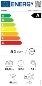 Hoover H-WASH 500 Lavatrice 10 Kg, design bianco e moderno, ideale per famiglie numerose, con controllo tramite app hOn