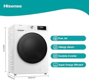 Hisense WFQA9014EVJM Lavatrice con funzione di vapore, 9 kg, 1400 giri/min