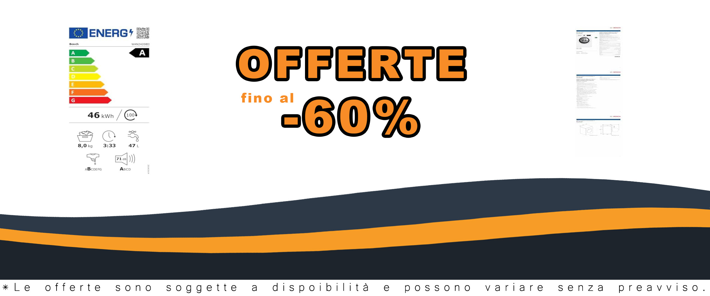 Lavatrice Bosch WAN24208II Serie 4 da 8 kg, 1200 giri/min, con funzione vapore e classe energetica A