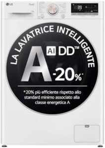 Lavatrice LG AI DD F4R7013TSWG a carica frontale, 13kg, bianca, con TurboWash 360 e Wi-Fi