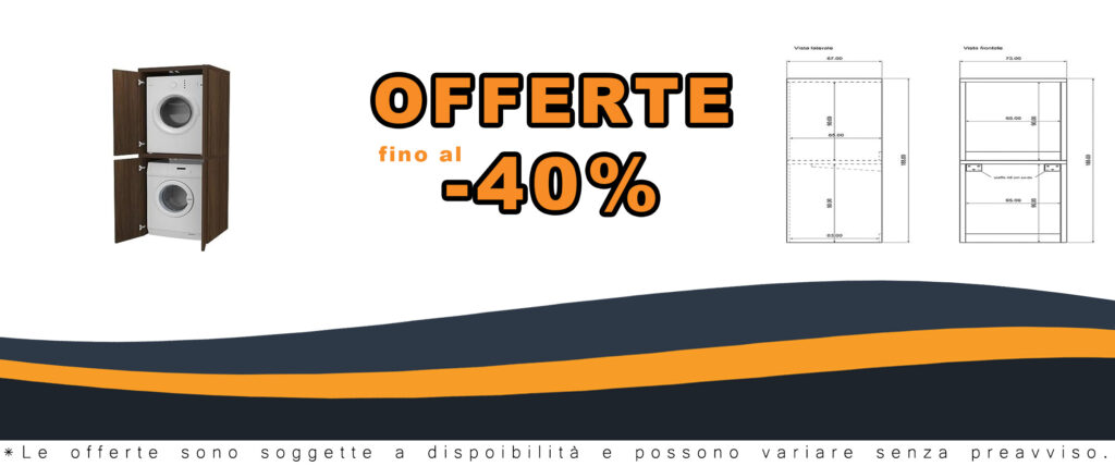 Mobile VE.CA per lavatrice e asciugatrice color Wengè, elegante e funzionale, progettato per ottimizzare lo spazio nella lavanderia.