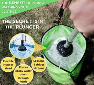Dezitrek Grande borsa per il lavaggio a mano e set di stantuffo, ideale per campeggio, viaggi e uso ecologico.