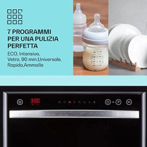 Klarstein Amazonia 6 Luminance lavastoviglie da tavolo nera, compatta e adatta a 6 coperti, con classe A+ e 6 programmi.