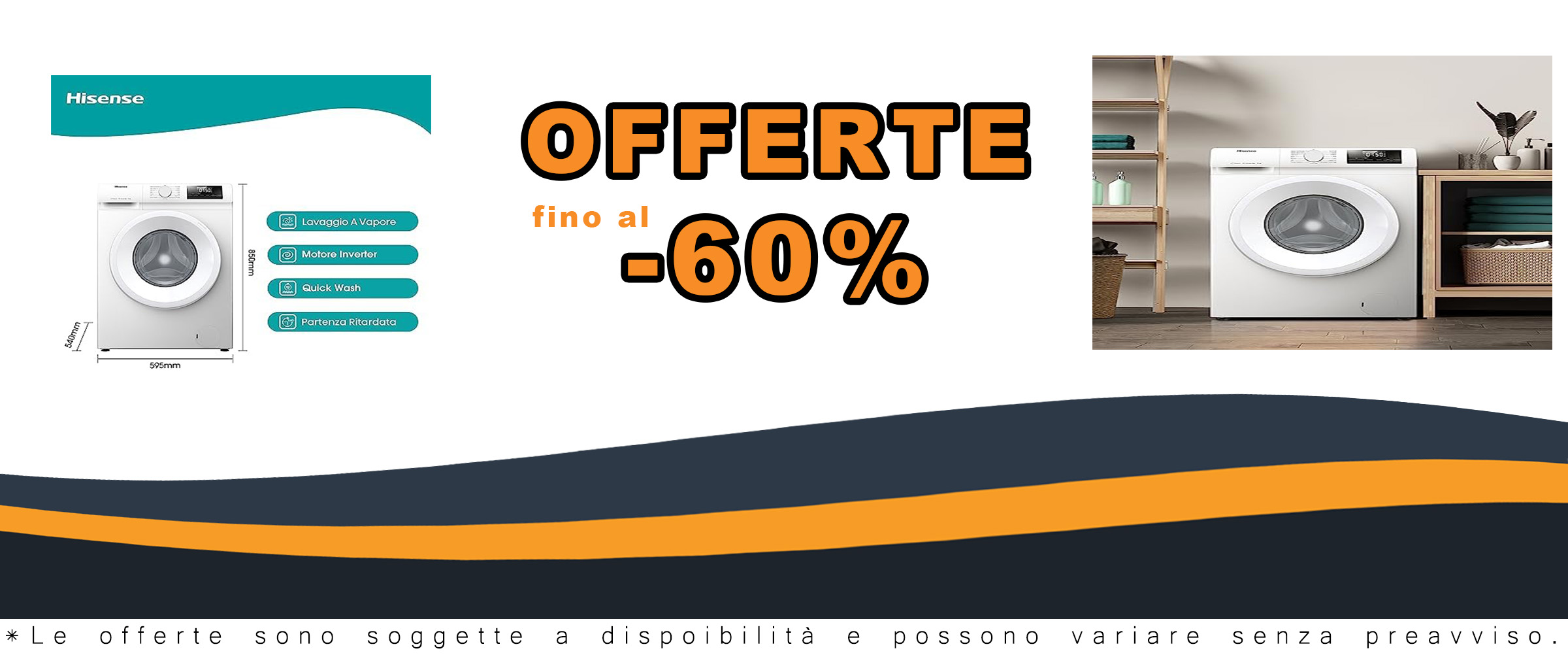 Hisense WFQP801419VM lavatrice a carica frontale, 8 kg, 1400 rpm, display LED, bianca 