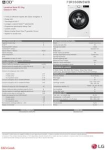 LG AI DD F2R3S08NSWB Lavatrice Slim a Carica Frontale 8kg, motore Inverter Direct Drive e AI Wash, design compatto