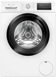 Lavatrice Siemens WM12N264ES iQ300 in bianco, con motore iQdrive, 8 kg di capacità e 1200 rpm, funzionalità avanzate e design antivibrazione.