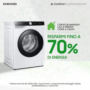Samsung Lavatrice AI Control Ecodosatore WW90T534DAE/S3, con capacità da 9 Kg, velocità di centrifuga 1400 RPM e classe energetica A