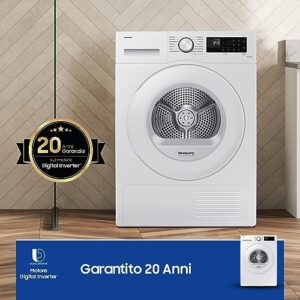 Samsung Asciugatrice Crystal EcoDry DV90CGC2A0TE/ET, con pompa di calore, sensore Optimal Dry e filtro 2 in 1.
