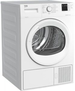 Asciugatrice Beko DRX1023W con capacità di 10 kg, classe energetica A++ e design elegante, ideale per famiglie numerose.