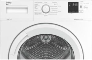 Asciugatrice Beko DRX1023W con capacità di 10 kg, classe energetica A++ e design elegante, ideale per famiglie numerose.