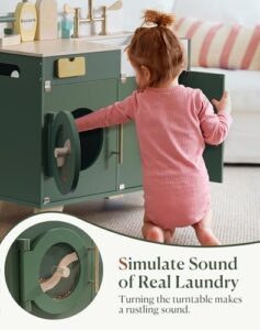Immagine del ROBUD Lavatrice Cucina Giocattolo Set per Bambini con suono realistico e ferro da stiro in legno