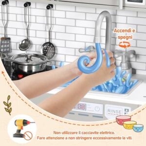 Cucina Giocattolo per Bambini in legno con effetti di luce e suono, completa di accessori, ideale per bambini a partire dai 3 anni