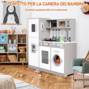 Cucina Giocattolo per Bambini in legno con effetti di luce e suono, completa di accessori, ideale per bambini a partire dai 3 anni