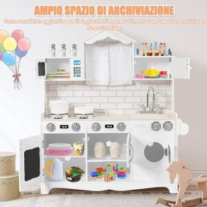 RELAX4LIFE Cucina Legno per Bambini, Set completo con microonde, forno e lavatrice, ideale per stimolare la creatività dei bambini.