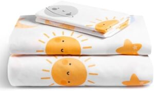LuxClub Set di lenzuola doppie con motivo sole, 3 pezzi, per letto singolo, per ragazze, ragazzi, adolescenti, con tasca profonda, lavabile in lavatrice, in morbida microfibra