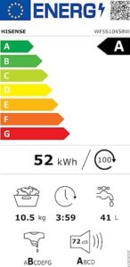Hisense WF5S1045BW - Lavatrice a Carica Frontale 10,5 Kg, 1400 rpm, 15 Programmi, Autodose, Connectivity, Vapore, Display Touch, Porta doppio vetro, Programma Rapido, Partenza Ritardata, Child Lock
