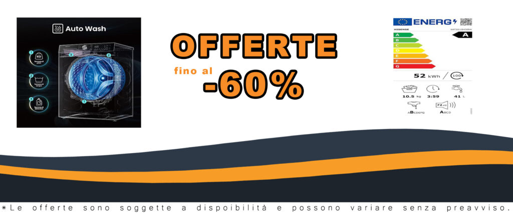 Hisense WF5S1045BW - Lavatrice a Carica Frontale 10,5 Kg, 1400 rpm, 15 Programmi, Autodose, Connectivity, Vapore, Display Touch, Porta doppio vetro, Programma Rapido, Partenza Ritardata, Child Lock