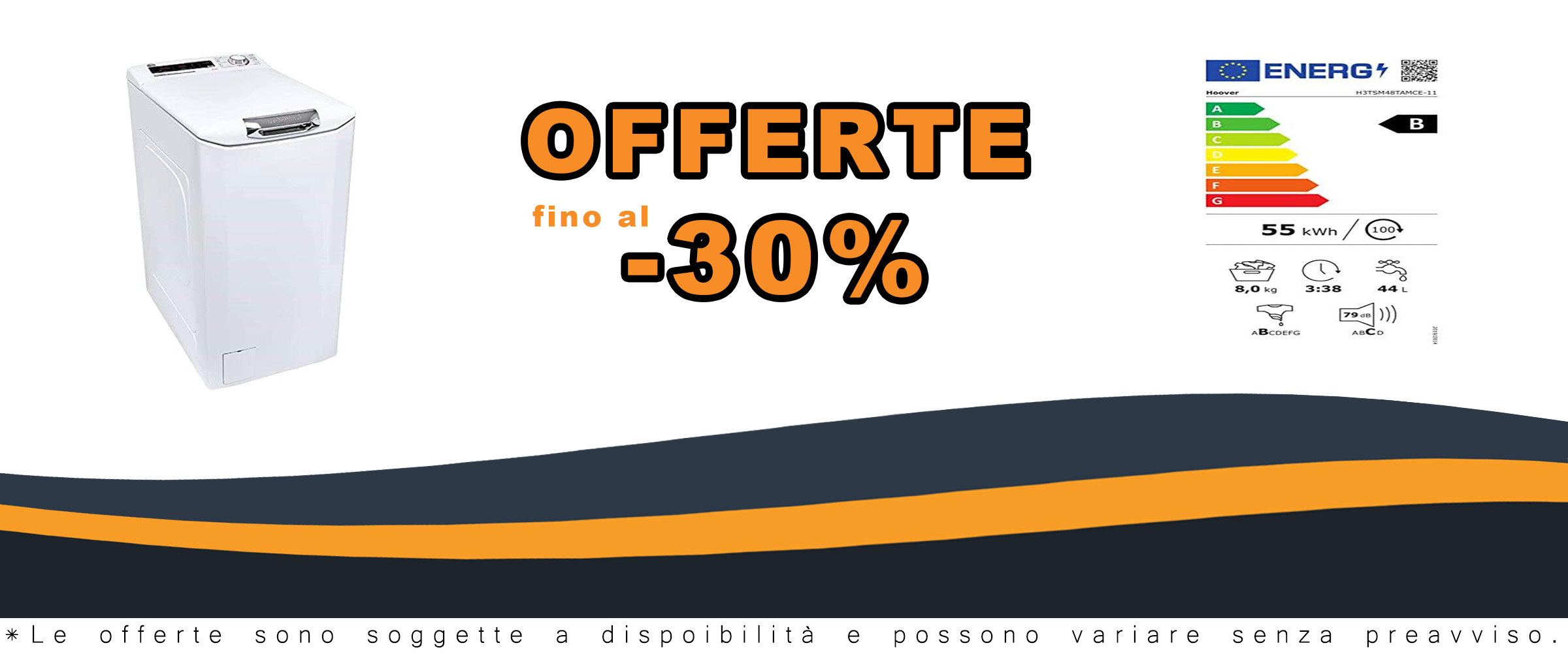 Hoover H3TSM48TAMCE-11 Lavatrice Carica dall’Alto 8 Kg Classe energetica B Profondità 60 cm Centrifuga 1400 giri Funzione Vapore
