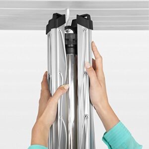 Brabantia - Stendibiancheria a Ombrello Lift-O-Matic - 50m di Spazio per Stendere - Regolabile Lavoro All'altezza (129-187 cm) - con Picchetto 45mm - Metallic Grey - ø 295cm