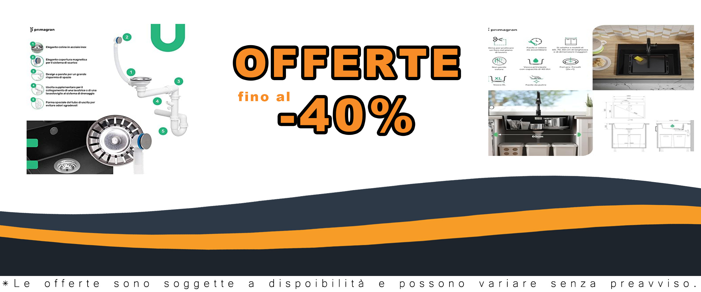 Lavello da Cucina Bianco 58x50cm, Lavandino da Cucina a 1 vasca + Sifone Classico, Lavabo da Cucina Incasso al mobile 60cm - Riga di Primagran