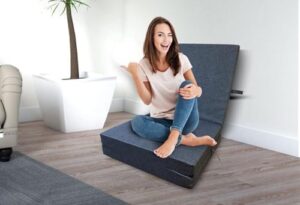 Katex Materasso pieghevole 3 pezzi, spessore 15 cm, per letto da viaggio, materasso pieghevole, pieghevole, ideale anche per campeggio, sgabello/blocco di seduta, lavabile in lavatrice (grigio, 195 x