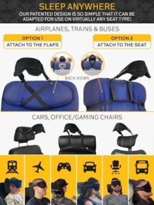 Sleeper Hold Cuscino da viaggio – Vera esperienza di sonno su lunghi voli – Fascia per la testa con mascherina per gli occhi – Super morbido, leggero, facile da trasportare e lavabile in lavatrice