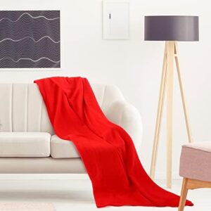 Confezione da 15 coperte in pile polare, 127 x 152 cm, morbide e accoglienti, in micropile, leggere, calde e comode, per casa, ufficio, divano, auto, aereo, viaggi all'aperto (rosso)