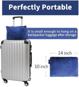 Tirrinia Coperta portatile da viaggio con piedi, aereo, poncho da ufficio 4 in 1, tasca frontale con cerniera, coperta in pile accogliente di alta qualità con borsa integrata