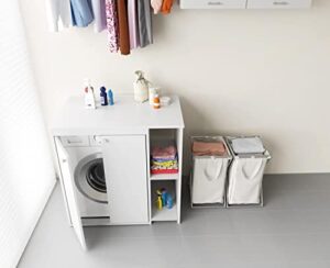 Negrari Mobile Coprilavatrice in resina PVC, Resistente all'umidità, Kit di fissaggio a muro incluso, Mobile porta oggetti, Interno e Esterno, L95 x P60 x H94 cm, Bianco
