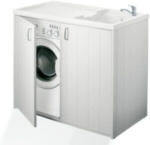 Bagno Italia Base copri lavatrice per esterno mobile coprilavatrice 109x60x92 cm bianco con lavatoio reversibile