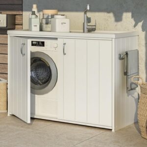 Bagno Italia Base copri lavatrice per esterno mobile coprilavatrice 109x60x92 cm bianco con lavatoio reversibile