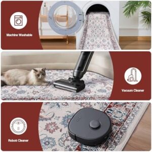 Zentavio Tappeto bohémien, lavabile in lavatrice, 1,2 x 1,8 m, per soggiorno, camera da letto, interni ed esterni, antiscivolo, per bagno, dormitorio, lavanderia, sala da pranzo, motivo floreale, blu