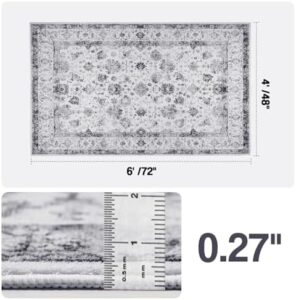 Zentavio Tappeto bohémien, lavabile in lavatrice, 1,2 x 1,8 m, per soggiorno, camera da letto, interni ed esterni, antiscivolo, per bagno, dormitorio, lavanderia, sala da pranzo, motivo floreale,