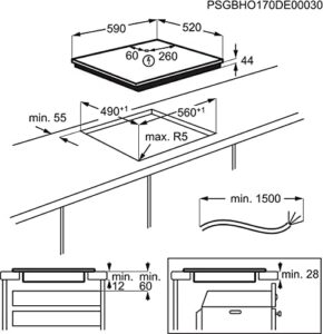 Electrolux LIL63443 Piano Cottura ad Induzione Bridge 60 cm, 4 Zone di Cottura, Funzione Bridge, Nero