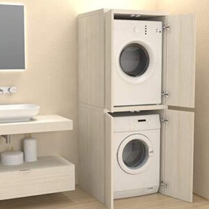 Ve.Ca. Mobile colonna con ante Coprilavatrice in legno, copri lavatrice/asciugatrice, diversi colori, anche su misura, lavanderia bagno (Bianco larice)