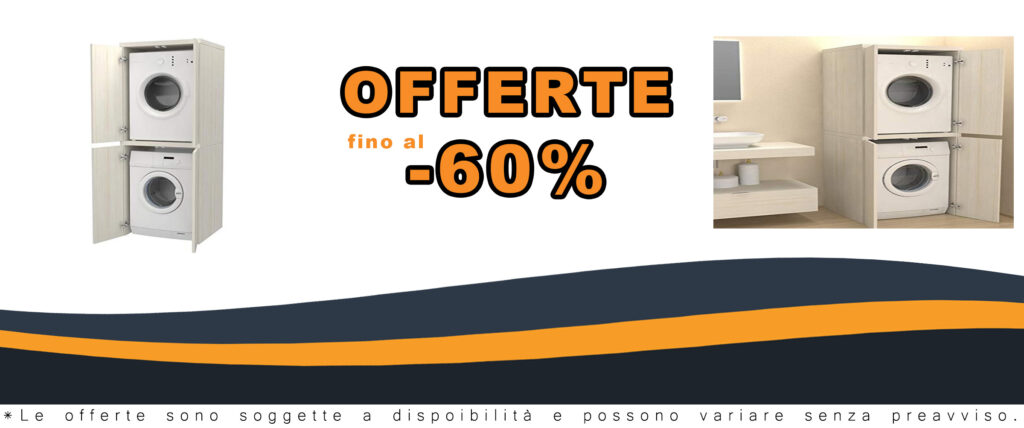 Ve.Ca. Mobile colonna con ante Coprilavatrice in legno, copri lavatrice/asciugatrice, diversi colori, anche su misura, lavanderia bagno (Bianco larice)