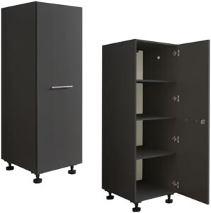 Laundreezy Armadietto per Lavatrice e Multiuso, Colore Bianco, Certificato TÜV, con Ampio Spazio, Legno ingegnerizzato, Grigio Antracite, der Größzügige-Stauraumschrank