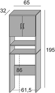 Yellow shop - Mobile colonna universale coprilavatrice asciugatrice L65xP32xH195 cm Laundrycompos Bianco