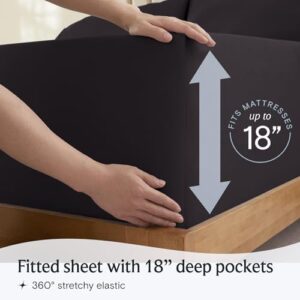 LuxClub Set di 6 fogli di bambù con tasche profonde da 45,7 cm, ecologici, senza pieghe, lavabile in lavatrice, biancheria da letto da hotel, morbida e setosa, colore: nero California King