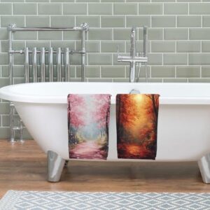 Asciugamani forestali altamente assorbenti autunnali con foglie rosse d'acero primaverile rosa ciliegia asciugamani da bagno per bagno casa hotel spa palestra yoga nautico spiaggia bagno decorazione