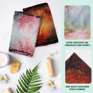 Asciugamani forestali altamente assorbenti autunnali con foglie rosse d'acero primaverile rosa ciliegia asciugamani da bagno per bagno casa hotel spa palestra yoga nautico spiaggia bagno decorazione