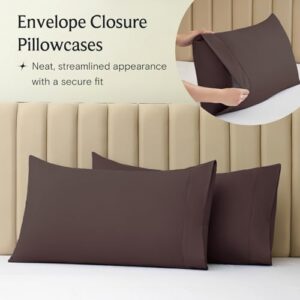 LuxClub Set di 6 lenzuola in bambù con tasche profonde da 45,7 cm, ecologiche, senza pieghe, lavabili in lavatrice, morbidi e setosi, colore: marrone