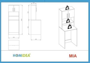 HOMIDEA MIA Mobile armadio per lavatrice - Mobile alto per il bagno con scaffali 182 x 65 x 60 cm (Antracite/Rovere)